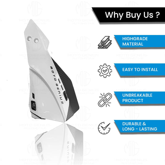 MOTO GENIUS Universal Bike Hand Guards Protectors | Wind Deflector Made for Hand Safety While Riding All Motorcycle (MTB) (White)