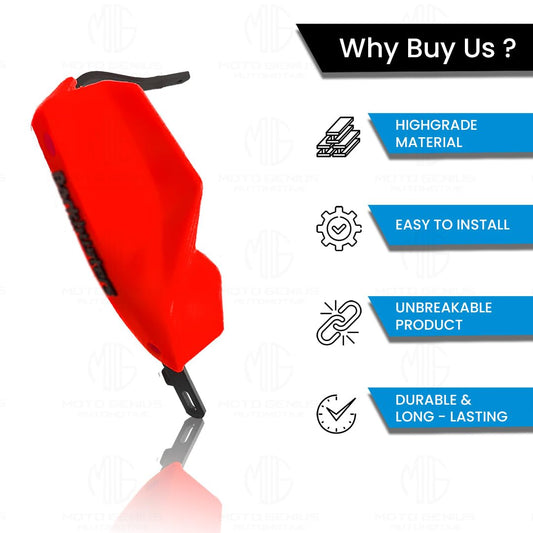 MOTO GENIUS Universal Bike Hand Guards Protectors | Made for Hand Safety While Riding All Motorcycle -(Red)