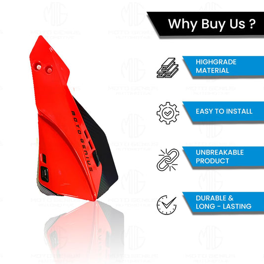 MOTO GENIUS Universal Bike Hand Guards Protectors | Wind Deflector Made for Hand Safety While Riding All Motorcycle (MTB) (Red)