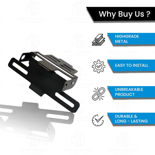 MOTO GENIUS Universal Magnetic Foldable Tail Tidy Number Plate Holder for All Bikes | Sleek, Adjustable Design with Effortless Installation for a Clean Look