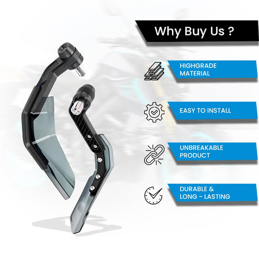 MOTO GENIUS Universal Motorcycle Brake and Clutch Lever Guard | Extendable Handlebar Protector Handguards (Black)