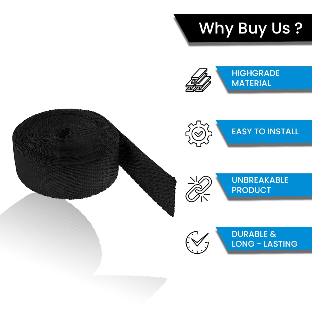 MOTO GENIUS Universal 3 Metre Silicate Fiber Silencer Wrap Bike Exhaust Heat Shield for RE Bullet - High-Temperature Resistance