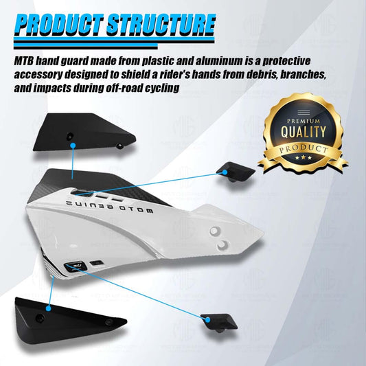 MOTO GENIUS Universal Bicycle Handguards | Premium Protection for All Bike Models, Perfect for Mountain, Road, and Commuter Bikes (White)