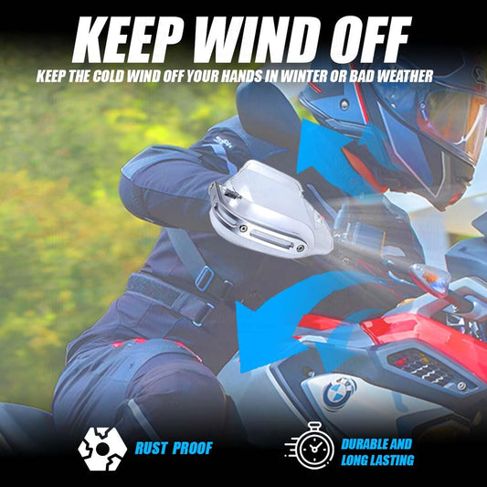 MOTO GENIUS Universal Bike Hand Guards Protectors | Wind Deflector Made for Hand Safety While Riding All Motorcycle (Transparent)