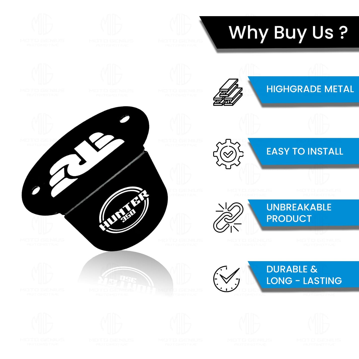 MOTO GENIUS Stainless Steel Front Disc Brake Fluid Reservoir Oil Cap Guard for Hunter 350, Durable Protector Cover (Black)