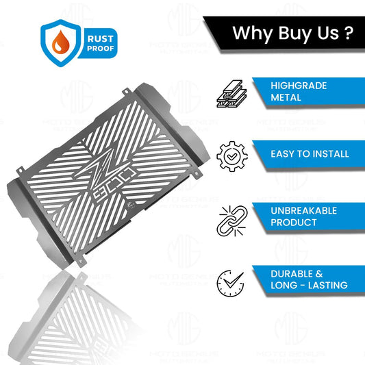 MOTO GENIUS Stainless Steel Radiator Grill Cover Guard Protector for Ninja Z900 Motorbike | Engine Cooling Protection | Rust-Resistant, Durable, Easy Installation