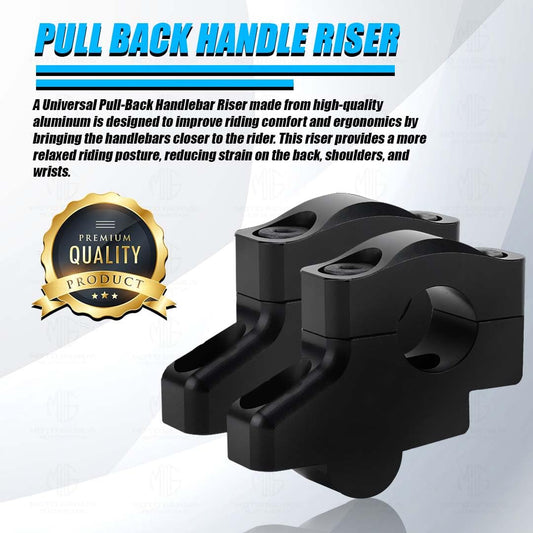 MOTO GENIUS Universal Aluminium Pull Back/Off Set Handlebar Risers for Motorbike | Adjustable Height and Angle, Lightweight, Durable, Easy Installation
