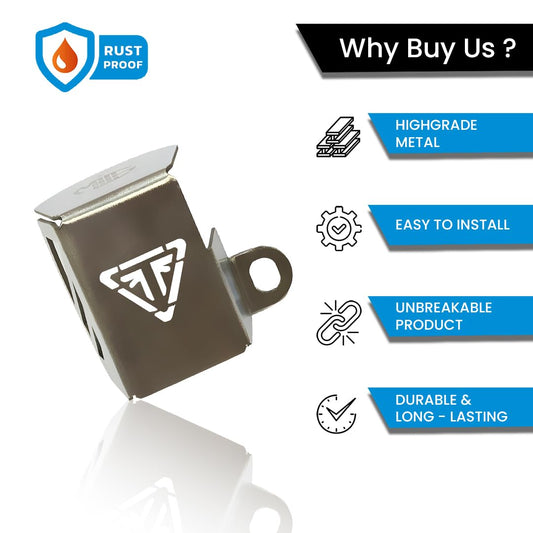 MOTO GENIUS Stainless Steel Rear Brake Oil Reservoir Guard for Triumph Speed 400 | Durable Protection for Brake System (Silver)