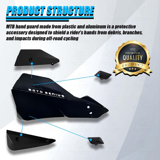 MOTO GENIUS Universal Bicycle Handguards | Premium Protection for All Bike Models, Perfect for Mountain, Road, and Commuter Bikes (Black)