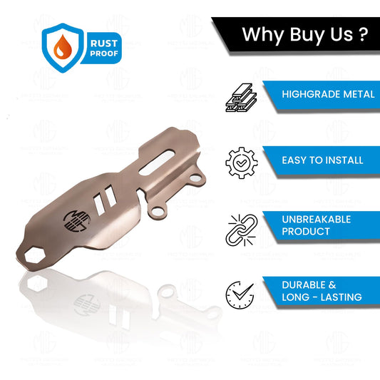 MOTO GENIUS Stainless Steel Master Cylinder Guard for RE Interceptor Motorbike | Heavy-Duty, Impact-Resistant Protection for Motorcycle Brake Systems |Durable Steel Construction (Silver)