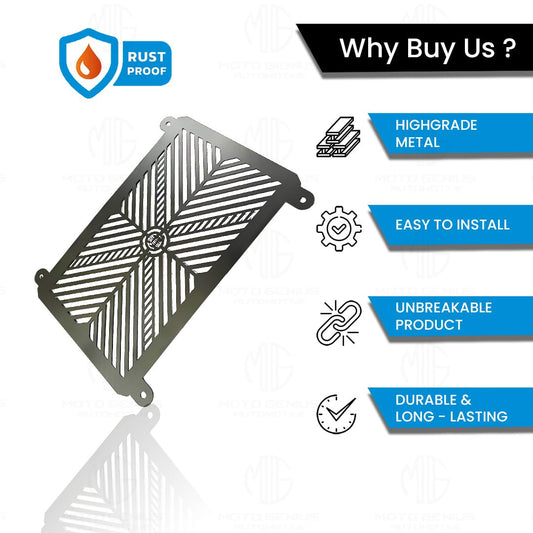 MOTO GENIUS Stainless Steel Radiator Grill Cover Guard Protector for Ninja 400 | Engine Cooling Protection | Rust-Resistant, Durable, Easy Installation (Silver)