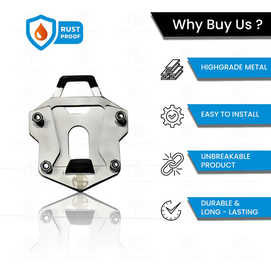 MOTO GENIUS Stainless Steel Side Stand Extender for RE Himalayan BS3/BS4/BS6/Scram Motorbike | Heavy Duty Parking Support & Stability Enhancer (Silver)