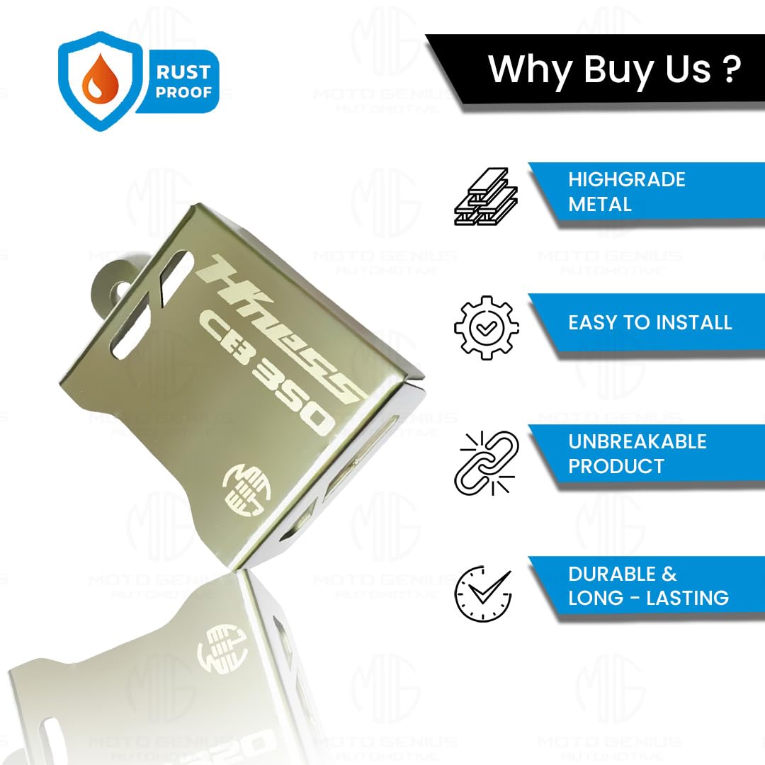 MOTO GENIUS Stainless Steel Rear Brake Oil Container Guard for Hnees CB 350 – Durable Protection & Stylish Design for Motorcycles (Silver)