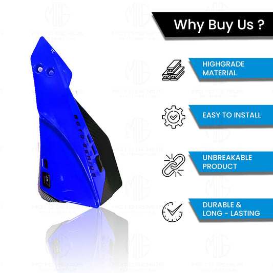 MOTO GENIUS Universal Bike Hand Guards Protectors | Wind Deflector Made for Hand Safety While Riding All Motorcycle (MTB) (Blue)