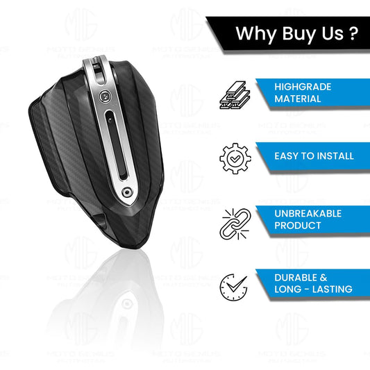 MOTO GENIUS Universal Bike Hand Guards Protectors | Wind Deflector Made for Hand Safety While Riding All Motorcycle (Carbon)