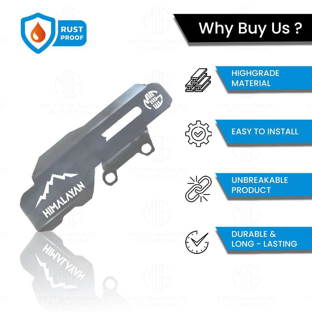 MOTO GENIUS Stainless Steel Master Cylinder Guard for RE Himalayan 450 Motorbike | Impact-Resistant Protection for Motorcycle Brake Systems (Silver)