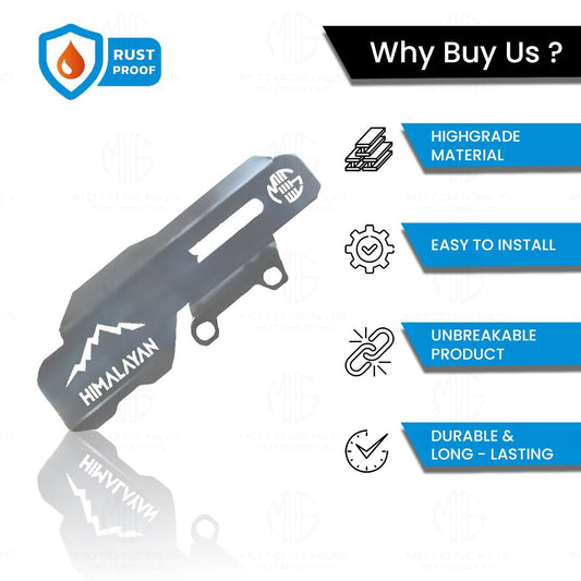 MOTO GENIUS Stainless Steel Master Cylinder Guard for RE Himalayan 450 Motorbike | Impact-Resistant Protection for Motorcycle Brake Systems (Silver)