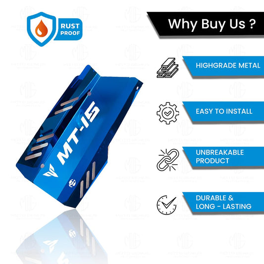 MOTO GENIUS Stainless Steel Exhaust Cover Silencer Protector for MT 15 | Premium Exhaust Heat Shield Protector for Enhanced Durability and Style | Easy Installation (Blue)