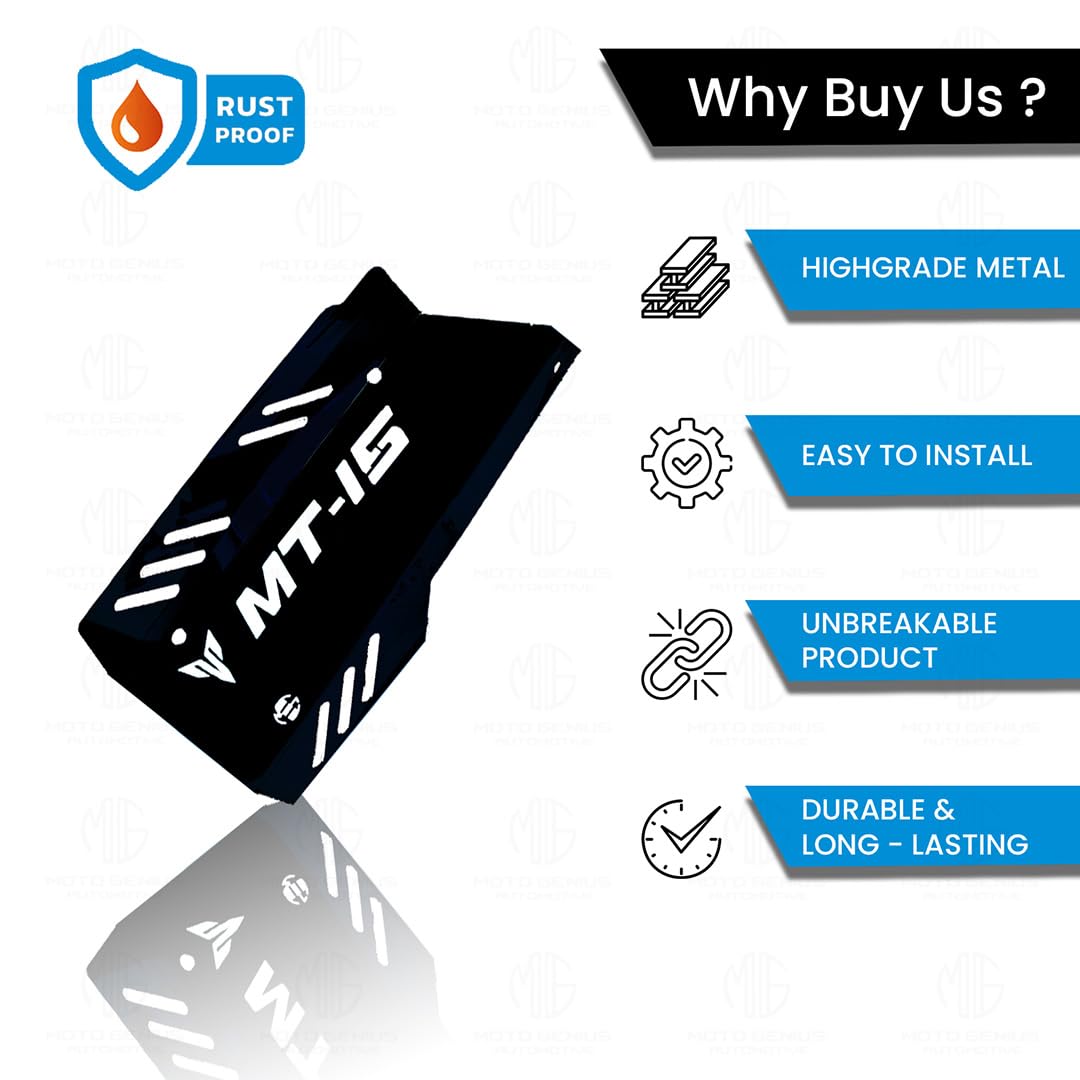 MOTO GENIUS Stainless Steel Exhaust Cover Silencer Protector for MT 15 | Premium Exhaust Heat Shield Protector for Enhanced Durability and Style | Easy Installation (Black)