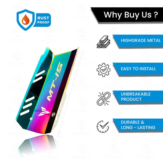 MOTO GENIUS Stainless Steel Exhaust Cover Silencer Protector for MT 15 | Premium Exhaust Heat Shield Protector for Enhanced Durability and Style | Easy Installation (Multicolor)