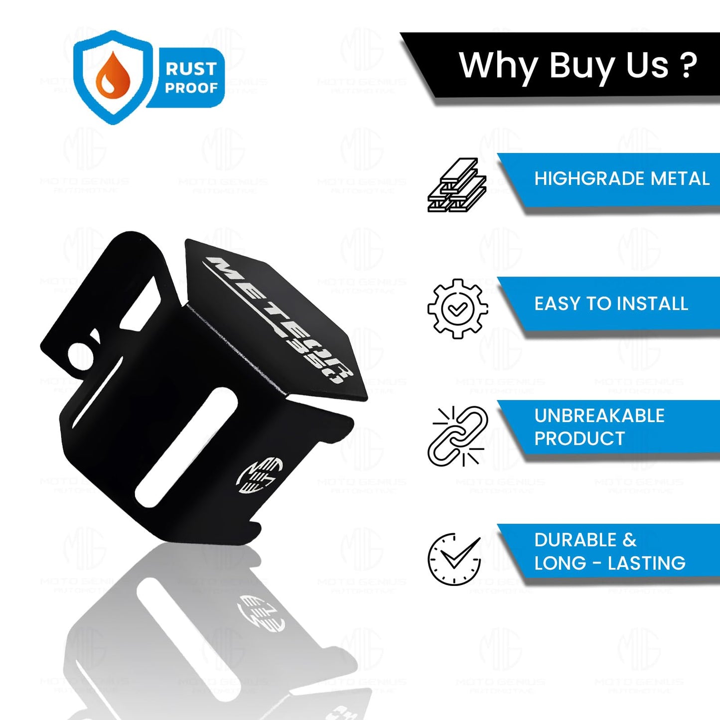 MOTO GENIUS Stainless Steel Rear Brake Oil Container Guard for Meteor 350, Durable & Stylish Protection (Black)