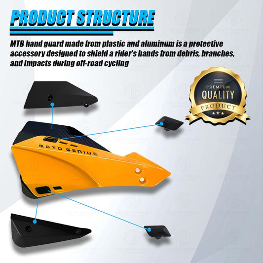 MOTO GENIUS Universal Bicycle Handguards | Premium Protection for All Bike Models, Perfect for Mountain, Road, and Commuter Bikes (Gold)
