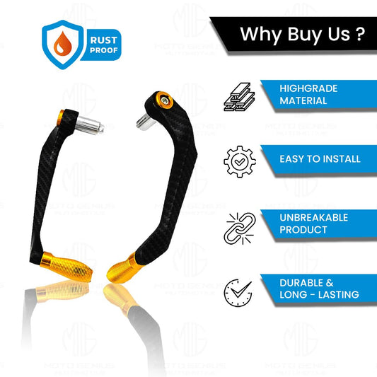 MOTO GENIUS Universal CNC Handlebar Brake Clutch Lever Protector Guard for Motorcycles & Bikes | Durable and Stylish (Gold)