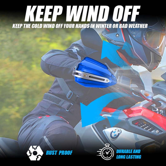 MOTO GENIUS Universal Bike Hand Guards Protectors | Wind Deflector Made for Hand Safety While Riding All Motorcycle (Blue)