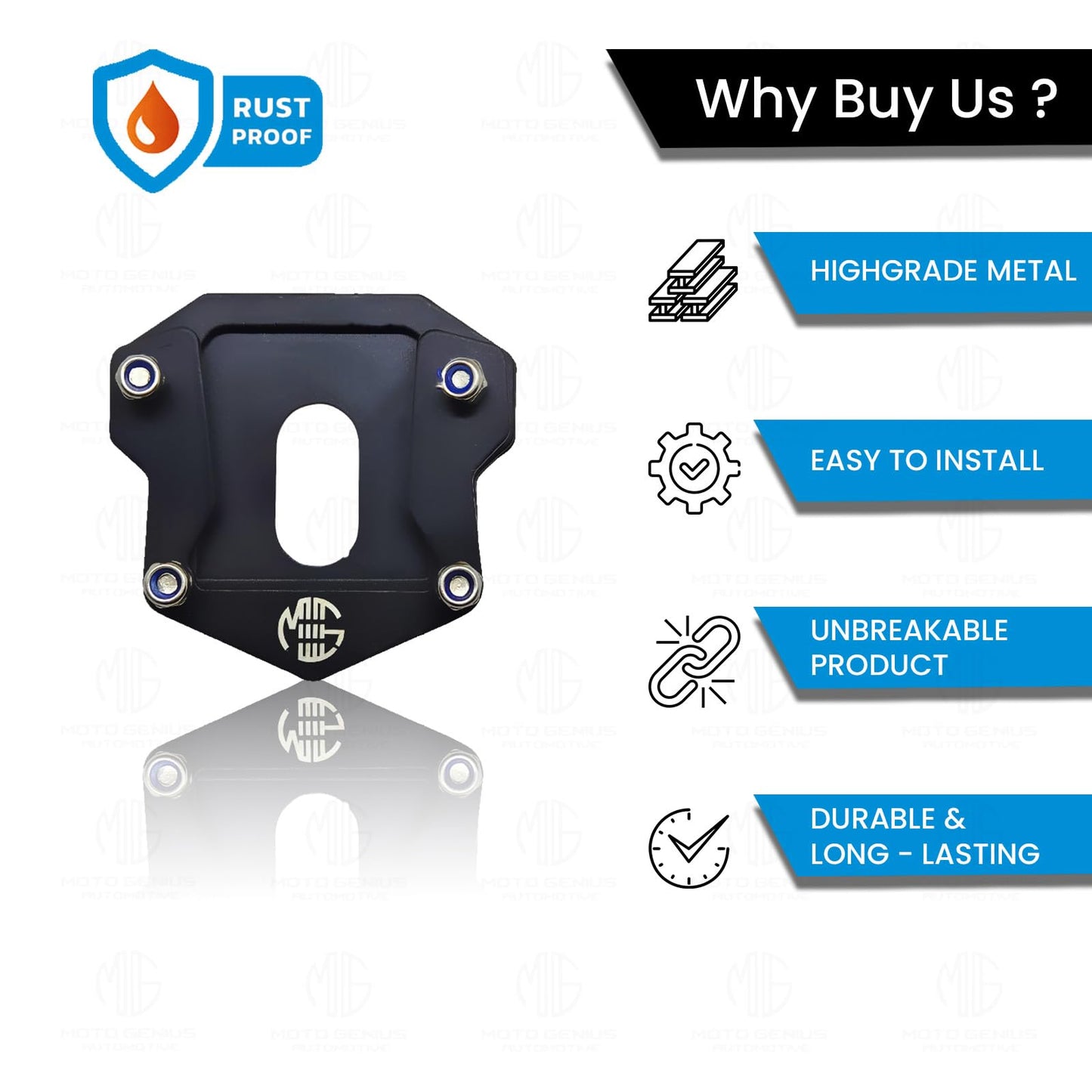 MOTO GENIUS Stainless Steel Side Stand Extender/Stand Pad Compatible for Royal Enfield Hunter 350 Bike