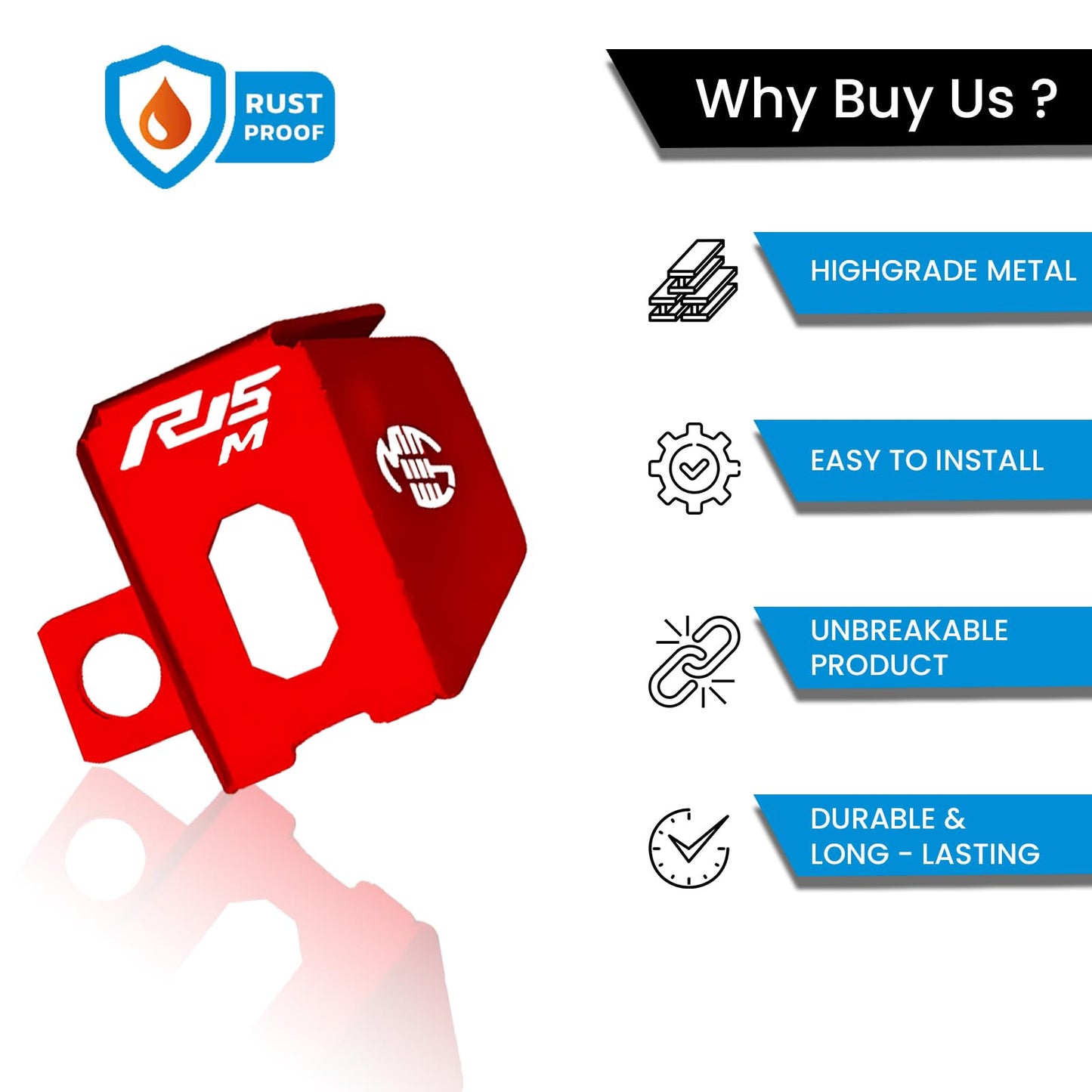 MOTO GENIUS Rear Brake Oil Container Guard for R15 V4 | Durable Protection and Stylish Design for Motorcycles R15-M (Red)