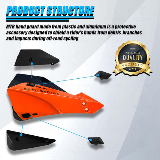 MOTO GENIUS Universal Bicycle Handguards | Premium Protection for All Bike Models, Perfect for Mountain, Road, and Commuter Bikes (Orange)