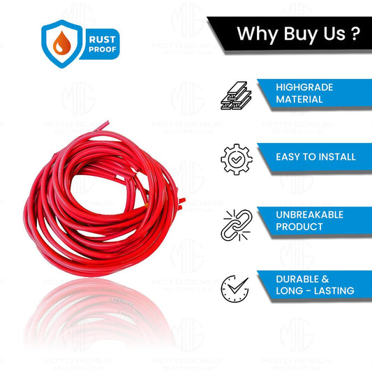 MOTO GENIUS 1 Meter Motorcycle Petrol Gas Oil Delivery Tube Pipe, Fuel Gasoline Hose for Motorbike, ATV and Scooter (Red)