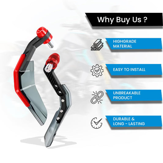 MOTO GENIUS Universal Motorcycle Brake and Clutch Lever Guard | Extendable Handlebar Protector Handguards (Red)