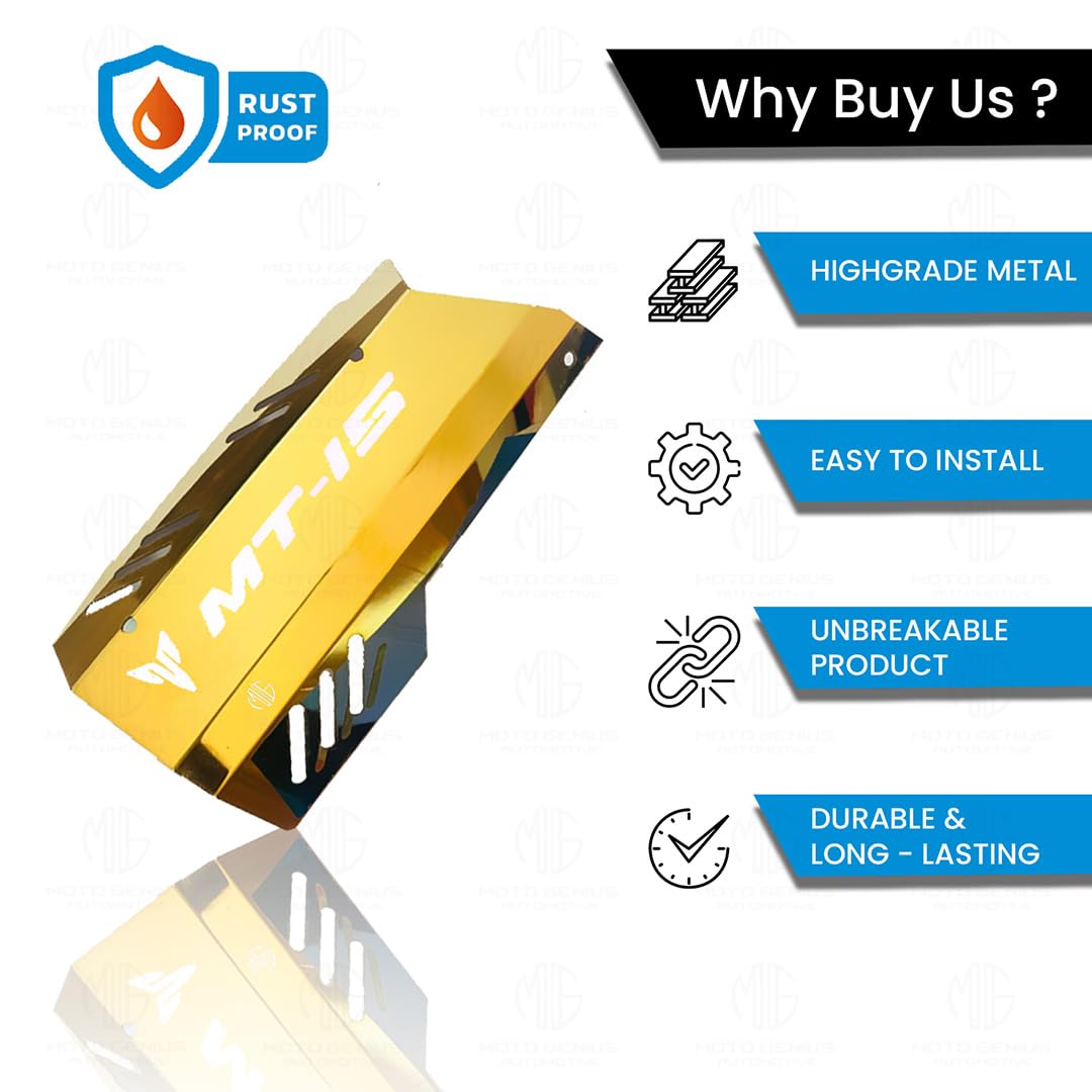 MOTO GENIUS Stainless Steel Exhaust Cover Silencer Protector for MT 15 | Premium Exhaust Heat Shield Protector for Enhanced Durability and Style | Easy Installation (Gold)