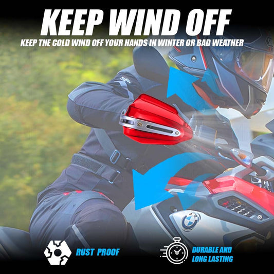 MOTO GENIUS Universal Bike Hand Guards Protectors | Wind Deflector Made for Hand Safety While Riding All Motorcycle (Red)