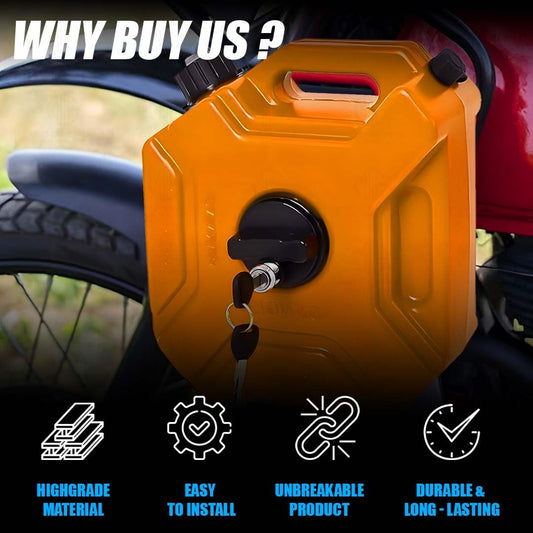 MOTO GENIUS Universal 5 Liter Fuel Jerry Can With Clamp and Cap For Motorcycle | Fuel Container Heavy Duty construction for Petrol/diesel/kerosene Storage (Pack of 2) (Gold)