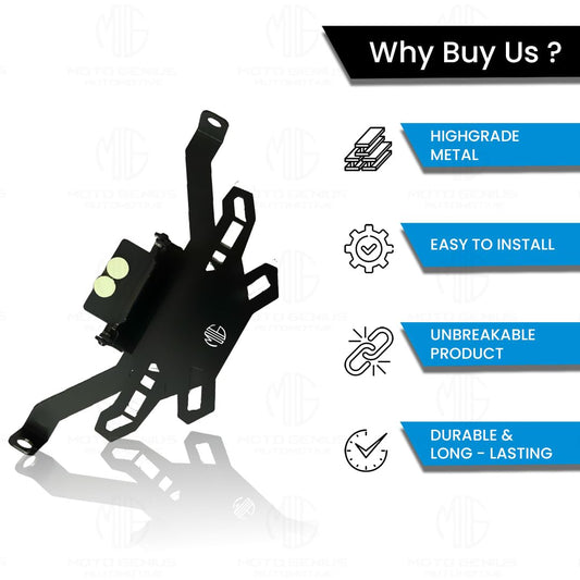 MOTO GENIUS Universal Magnetic Foldable Tail Tidy Number Plate Holder for All Bikes | Sleek, Adjustable Design with Effortless Installation for a Clean Look (MG)