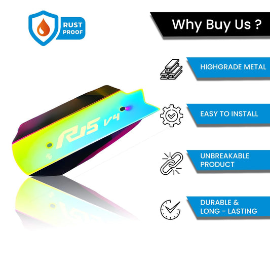 MOTO GENIUS Stainless Steel Exhaust Cover Silencer Protector for R15 V4 | Premium Exhaust Heat Shield Protector for Enhanced Durability and Style | Easy Installation (V4)