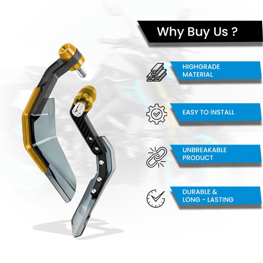 MOTO GENIUS Universal Motorcycle Brake and Clutch Lever Guard | Extendable Handlebar Protector Handguards (Gold)