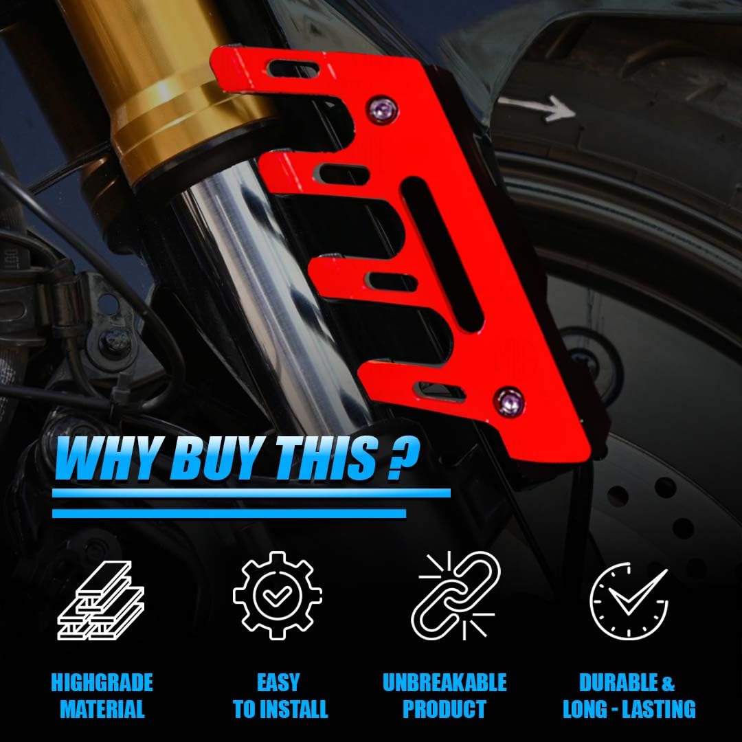 MOTO GENIUS ABS Shocker Protector | Front Fork Fender Protector | Universal Anti-Fall Slider Guard for All Bikes (Red)