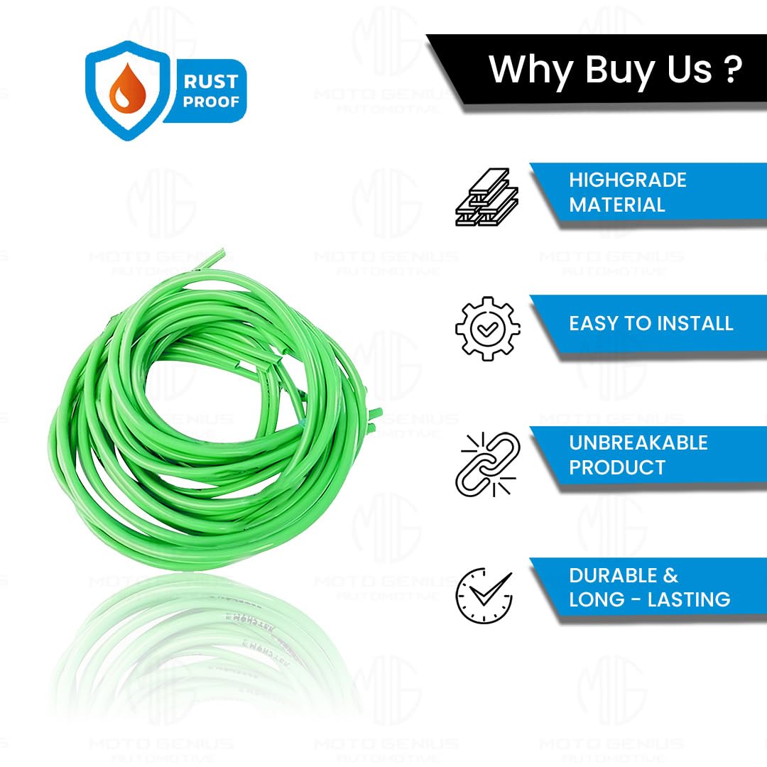 MOTO GENIUS 1 Meter Motorcycle Petrol Gas Oil Delivery Tube Pipe, Fuel Gasoline Hose for Motorbike, ATV, Scooter (Green)