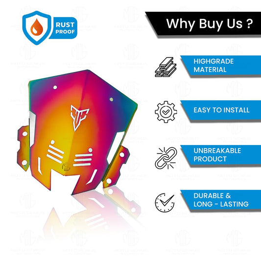 MOTO GENIUS Stainless Steel Visor Windscreen Windshield Deflector for MT 15 | Heavy Quality Flyscreen with Mount for Motorbike | Wind Sheld Protector (Type 1)