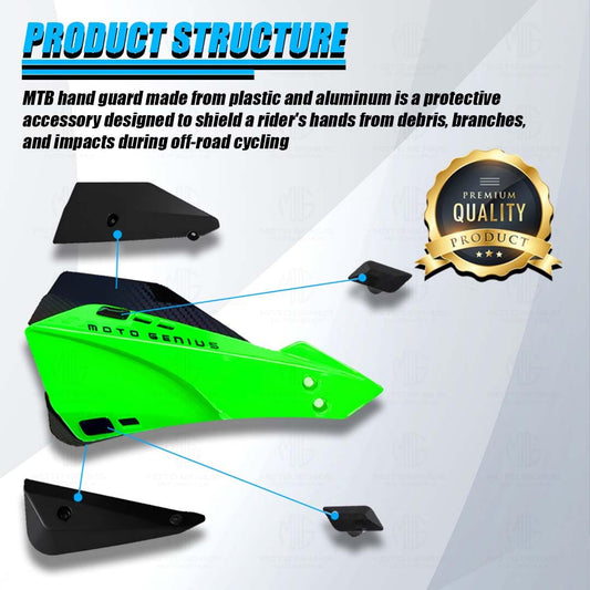 MOTO GENIUS Universal Bicycle Handguards | Premium Protection for All Bike Models, Perfect for Mountain, Road, and Commuter Bikes (Green)