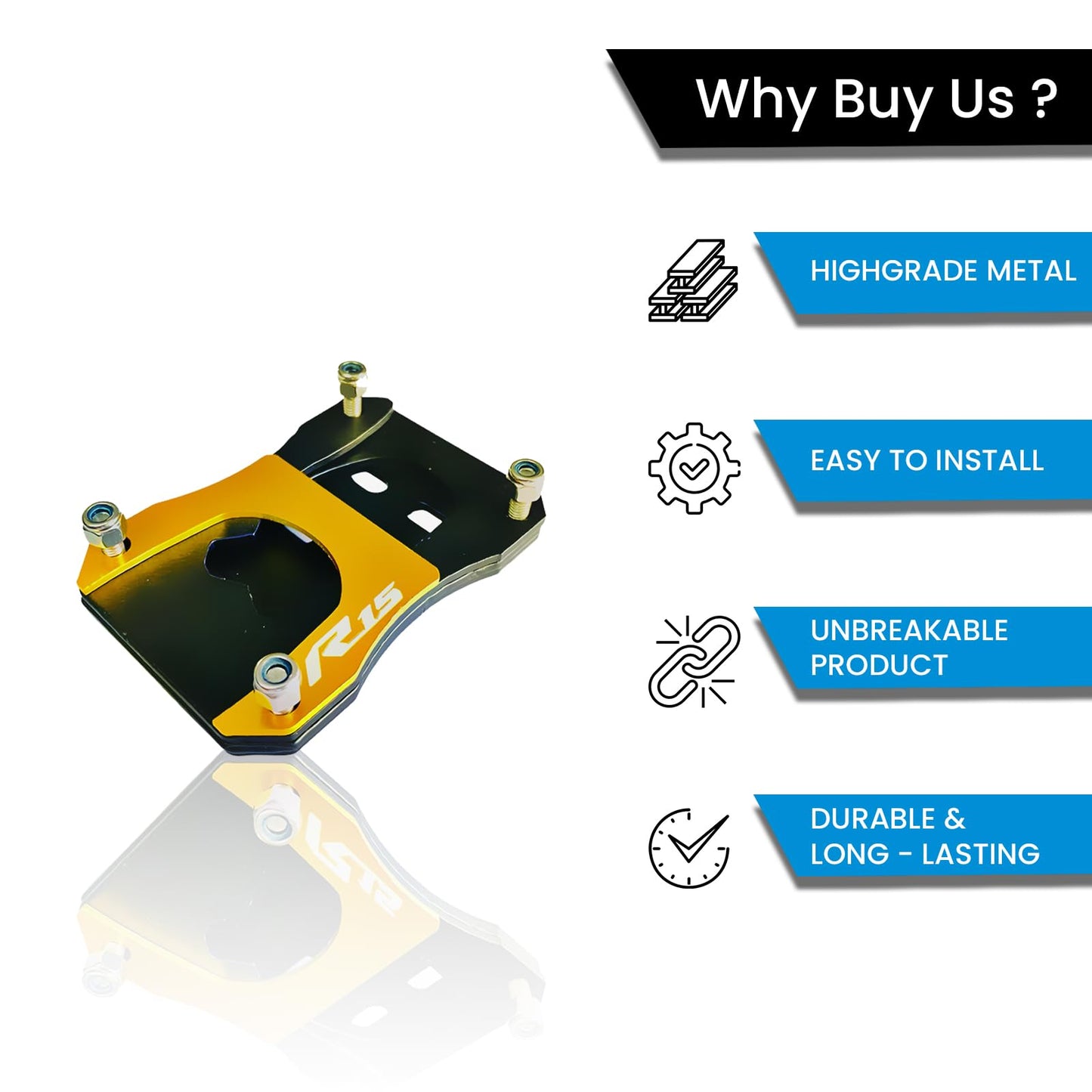MOTO GENIUS Side Stand Extender for R15 V4| Heavy Duty Parking Support and Stability Enhancer (Yellow)