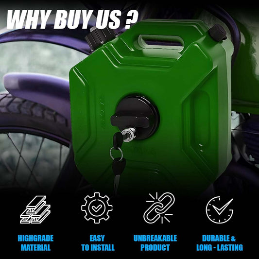 MOTO GENIUS Universal 5 Liter Fuel Jerry Can With Clamp and Cap For Motorcycle | Fuel Container Heavy Duty construction for Petrol/diesel/kerosene Storage (Pack of 2) (Green)