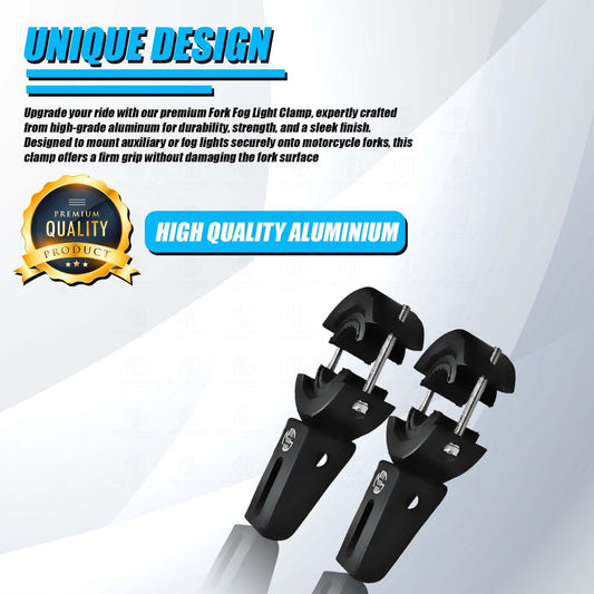 MOTO GENIUS Universal Fog Light Mount | Durable Clamps for Off-Road & Driving Lights, 51 MM (Pack of 2)