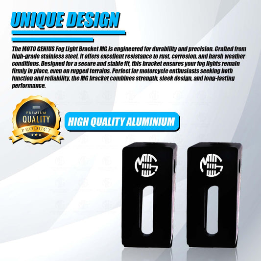 MOTO GENIUS Universal Fog Light Clamp for All Bikes | Durable Handlebar Mounting Solution (Pack of 2) 60MM