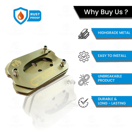 MOTO GENIUS Stainless Steel Side Stand Extender for Classic Reborn 350 | Heavy Duty Parking Support and Stability Enhancer (Silver)