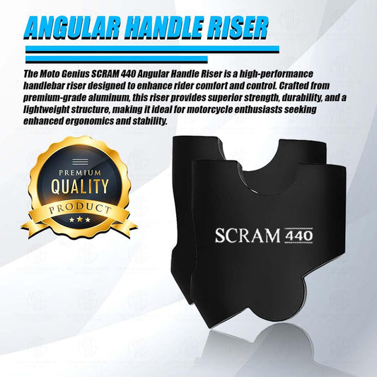 MOTO GENIUS Adjustable Handlebar Riser for RE Scram 440 |CNC Aluminum Clamp for Improved Riding Comfort & Ergonomics (Angular)