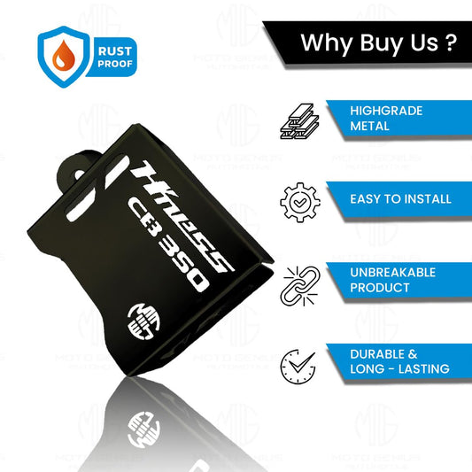 MOTO GENIUS Stainless Steel Rear Brake Oil Container Guard for Hnees CB 350 – Durable Protection & Stylish Design for Motorcycles (Black)